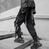 Calças masculinas moda carga streetwear corredores high street techwear calças casuais do homem japonês hip hop punk estilo fino