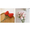 Decorative Flowers H55A Crochet Strawberry Flower Handwoven Ornaments Party For School Office Dormitory Dining Table