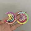 Hoop Earrings Lifefontier Colorful Raffia Braided Hollow Mesh For Women Trendy Moon C Type Party Earring Jewelry Wholesale 2023