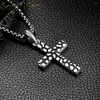 Pendant Necklaces Vintage Silver Color Stainless Steel Cross Necklace Punk Hip Hop For Men Women Amulet Jewelry Gift