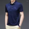 Men's Polos 2023 Summer Business Leisure Short Sleeve T-shirt Middle-aged Top Pattern Print POLO Neck Fashion Commuting Versatile