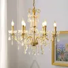 Lampade a sospensione American Retro Pearl Light Luxury Sala da pranzo Camera da letto Lampadario Europeo Living in cristallo francese interamente in rame