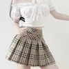 Mode harajuku veckad minikjol kvinnor klär sommaren hög midja elegant a-line casual solid vit mini kjol cosplay enhetlig blus klubbkläder