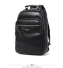 Sacos escolares 2023 mochila homens genuíno couro mochila moda mochila para adolescente meninos saco de viagem masculino portátil