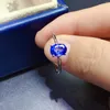 Cluster Rings Natural Sapphire Ring Pigeon Egg Super Flash 1ct S925 Sterling Silver Blue 5mm 7mm 925Silver Jewelry Gift For Woman
