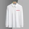 Designer Polo Men T Tops Nuovo colletto T-shirt a maniche lunghe con colore lungo con lettere classiche sul petto Business di fascia alta Polina da uomo casual maschile