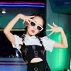 Stage Wear Tops Cargo Pants Streetwear Ballroom Hip Hop Dance Rave Clothes Jazz Performance Costumes For Girls White Crop