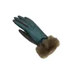 Five Fingers Gloves Fashion Women Winter Warm Suede Leather Touch Screen Glove Female Faux Fur Plus Velvet Thick Driving Gloves Black Gloves 231027