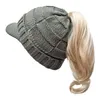 Cappello di lana da donna Berretti invernali caldi con coda di cavallo Cappelli lavorati a maglia Home Fashion Cappello con visiera hip-hop per adulti