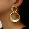 Kolczyki Dangle Vintage Metal Big Round For Women Exburgated Gold Kolor Długie geometryczne oświadczenie biżuteria 2023