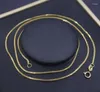 Chains Real Pure 18K Yellow Gold Chain Women Lucky 0.9mm Wheat Necklace 45cm/1.4g