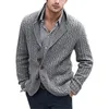 Men's Sweaters Mens Wool Blend Winter Coats Men Long Tan Coat Sleeved Knitted Cardigan Single Breasted Pocket Flower Suit Collar