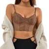 Camisoles tanques sexy sutiã de renda push up lingerie bralette feminino camisola colheita topos malha sutiãs roupa interior bustier espartilho senhoras cor sólida