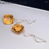 Dangle Earrings Design Style 18K Gold Citrine For Wedding 15mm VVS Grade Natural