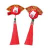 Hair Accessories Fan Shaped Headdress Bow Grip Kids Chinese Clips Year Hairpins Barrettes Children Tassels