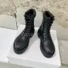 Designer Martin LYRA Damen BULKY Cow Buckle Ankle Count TRIOMBE Boot Outsole Shiny Leather Lace Up Boots 5 s