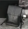 Wholesale factory men leather shoulder bags outdoor sports portable leisure travel handbags street trend woven backpack simple joker plaid messenger bag 1202