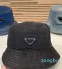 Designer quality Fashion Men Women Hat High end customized washed heavy weight denim fabric Bucket hat P New Exquisite Summer Sunscreen Tourism 102976