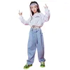 Clothing Sets Kids Hip Hop Sweatshirt Crop Tops Loose Jogger Pants For Girls Boys Children Ballroom Jazz Dance Performance Clothes