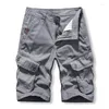 Męskie szorty Summer Lose Lose Short Men Outdoor Safari Style Straight Cargo Mid-Pistist Multi-Pockets Cotton Streetwear