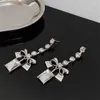 Boucles d'oreilles mode coréenne lumière luxe en argent Sterling gland géométrique carré diamant haut sens femme Simple arc sauvage