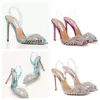 Robe de mariée pompes sandales chaussures femme talons hauts Aquazzuras perlé talon aiguille Slingback sandales bride à la cheville avec boîte s