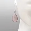 Dangle Earrings Bohemian Retro Inlaid Drop Shaped Pink Natural Stone Korean Fashion Platinum Plating Pendant Ear Hook Jewelry For Women