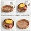 Dinnerware Sets Crafts Woven Fruit Basket Office Round Tray Snack Serving Water Hyacinth Toy Organizer