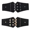 Cinturones Cinturón de cintura triple para vaquera vaquera con hebilla de metal vintage punk girl ancho sexy cintura de gran tamaño