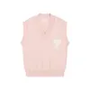 Amis Designer Sweater Original Quality Spring And Autumn Fashion Brand Ice Cream Color Big Heart Letter Simple Women's Loose Knitted Sweater Tank Top