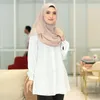 Odzież etniczna muzułmańska najlepsza jesienna solidna solidna, jedno rękaw długie rękaw luźne koszulę wypoczynkową Malaysia Islam Turcja arabska bluzka femme