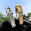 Cool hommes Punk Bracelet Bracelets jaune blanc plaqué or complet CZ ceinture Bracelets Bracelet pour hommes beau cadeau