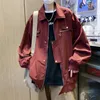 Männer Jacken Amerikanischen Rot Retro Kurze Arbeitskleidung Jacke Herbst Vintage Lose Beiläufige High Street Motorrad Männer Tops Männlich Kleidung