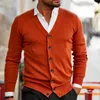남자 스웨터 클래식 니트 카디건 편안한 슬림 한 싱글 가슴 단색 스웨터