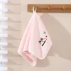 Serviette en molleton de corail suspendue, épaisse, dessin animé, mignonne, absorbante, chiffon de nettoyage, mouchoir pour la maison, salle de bain