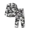 Men's Tracksuits Camouflage Black White Grey Long-Sleeved Pajama Set With Cotton Flannel Men Pants And Long Sleeve
