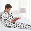 Fatos de treino masculinos Pet Padrão Conjunto de pijama de manga comprida com calças masculinas de flanela de algodão e manga comprida