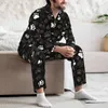 Erkeklerin Trailtsits Dog's Pamuk Pazlanı ile Uzun Kollu Pijama Seti Erkek Pantolon ve Uzun Kollu