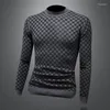Suéter masculino outono chegada moda xadrez jacquard suéter inverno de alta qualidade luxo casual malha masculino o pescoço quente 5xl