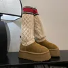 Tasarımcı ourdoor botları klasik kazak mektubu uzun boylu botlar tasarımcı kadın botlar kış istifleme kedi boot moda sıcak avustralya diz üstü