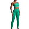 Pantalon deux pièces pour femmes, sexy, une épaule, soutien-gorge de sport, ensemble de yoga, levage des hanches, tenue de fitness, ensembles d'entraînement, vêtements de sport, costume de gymnastique, vêtements courts