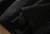 2023 Autumn Black Solid Color Panelled Tweed Dress Short Sleeve Notched-Lapel Buttons Midi Casual Dresses S3S200921