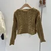 Suéteres femininos moda camisola mulheres 2023 o-pescoço rosca rosca cor sólida pulôver sling colete estilo coreano pull femme knitwears gota