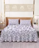 Bed Skirt Lavender Flowers Watercolor Elastic Fitted Bedspread With Pillowcases Mattress Cover Bedding Set Sheet