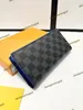 Luksusowe projektanci zippy portfel Portfel Kobiety oryginalne skórzane portfele sprzęgło długą klasyczną torebkę z pomarańczową pudełkiem torba dla kobiet torby czarne M63252 19*10 cm