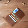 Card Holders Crazy Horse Genuine Leather Slim Men Holder Organizer Vintage Male Wallets Thin Purses Foldable Small ID Case