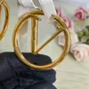 Pendientes clásicos de alta calidad con letras doradas de 18 quilates para mujer, pendientes circulares grandes de 5 cm, joyería de diseño de lujo c55