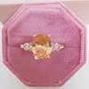 Dames Luxe designer roségouden ring ellips ovaal Ingelegd gekleurde 3A moissanite diamanten ringen Sieraden PT950 vergulde vriendin Geschenken Verlovingstrouwring 1995