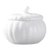 Dinnerware Sets Condiment Containers Pumpkin Soup Cup Noodle Bowl Lid Cover Porcelain Ceramic White