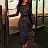 Stripes Binding Sequin Party Dress Women Long Sleeve Diamonds Bodycon Sexy Shinny Skinny Vestidos Verano 2021284c